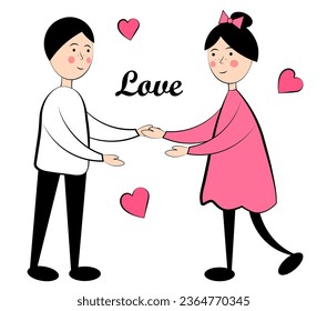 Couple in love on a white background