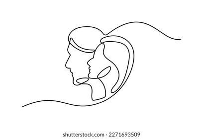 Couple in a love oneline continuous single line art