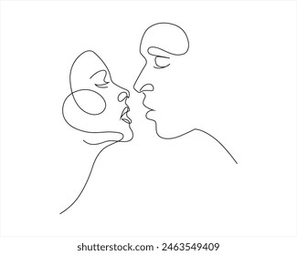 Couple in a love oneline continuous single editable line art Couple Trendy Line Art Drawing. One Line Couple Illustration. Minimalistic Black Lines Drawing. Continuous One Line Abstract Drawing