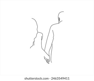 Couple in a love oneline continuous single editable line art Couple Trendy Line Art Drawing. One Line Couple Illustration. Minimalistic Black Lines Drawing. Continuous One Line Abstract Drawing