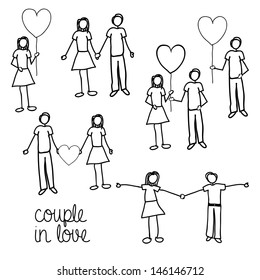 couple in love over white background vector illustration