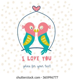 A couple in love parrots. Happy Valentine's Day. 