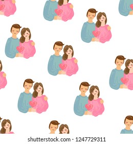 Couple in love pattern on wite background vector illustration flat desing