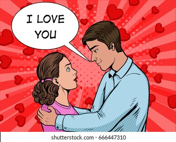 Couple in love pop art retro vector illustration. Comic book style imitation.