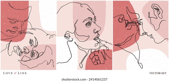 Couple in love portrait set. Pastellfleck, Form. Böhmischer Stil, boho