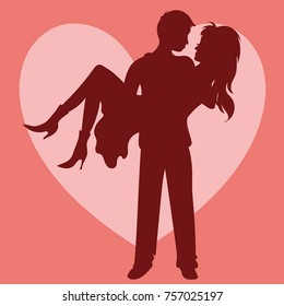 Couple in love proposal silhouette vector illustration