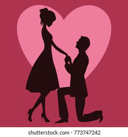 Couple in love proposal vector illustration