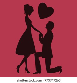 Couple in love proposal vector illustration