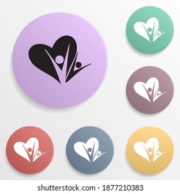 Couple in love raise their heart badge color set icon. Simple glyph, flat vector of valentine's day- wedding icons for ui and ux, website or mobile application