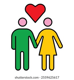 Couple Love Relationship Flat Icon Isolated On White Background