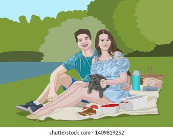 Couple in love resting in nature