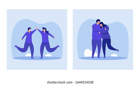 Couple in love. Romantic couples on date for the feast of Saint Valentine. Element design with lifestyle or romantic concept for website development or social media advertising.