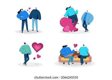 Couple in love, romantic and sweet with heart elements, Valentines day couple and self love illustration