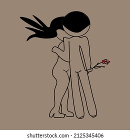 a couple in love with a rose, isolated on a white background. Vector illustration. A design kit for your business