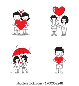 Couple In Love Set Isolated. Vector Illustration