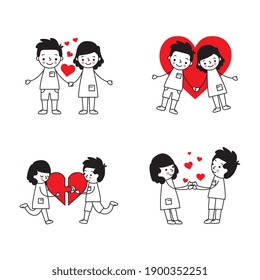 couple in love set isolated. vector illustration