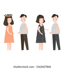 Couple in love set,Set of couples in love,Vector in cartoon style