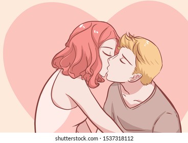 anime kiss images stock photos vectors shutterstock https www shutterstock com image vector couple love sexy kiss lover wearing 1537318112