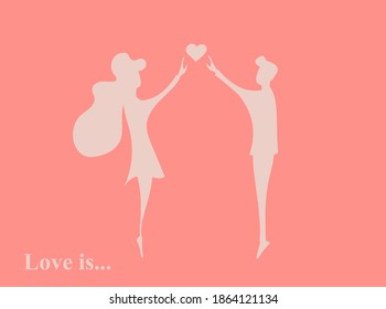 Couple in love silhouette. Boy and girl vector illustration.