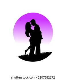 Couple love silhouette stock vector illustration