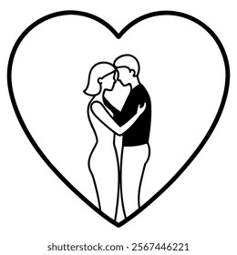 Couple in Love Silhouette Valentine Vector Romantic Artwork