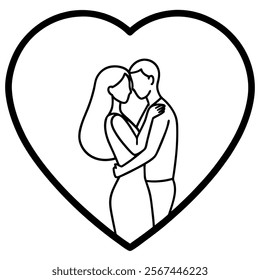 Couple in Love Silhouette Valentine Vector Romantic Artwork