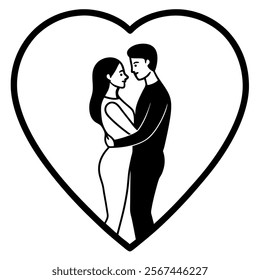 Couple in Love Silhouette Valentine Vector Romantic Artwork