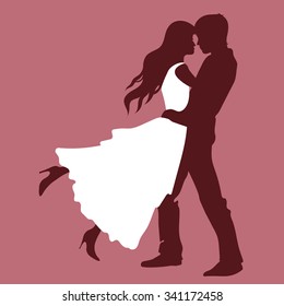 Couple In Love Silhouette Vector