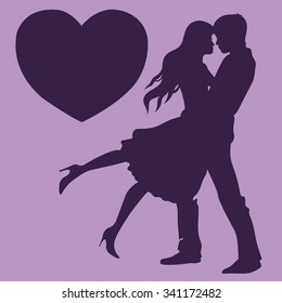 Couple In Love Silhouette Vector