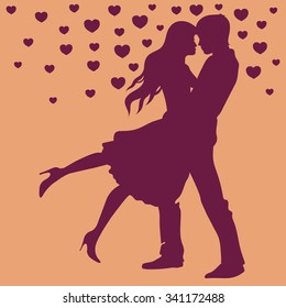 Couple In Love Silhouette Vector