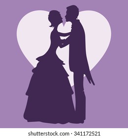 Couple in love silhouette vector