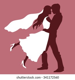 Couple In Love Silhouette Vector