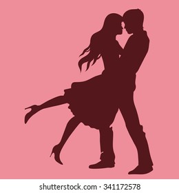 Couple In Love Silhouette Vector