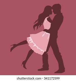 Couple In Love Silhouette Vector