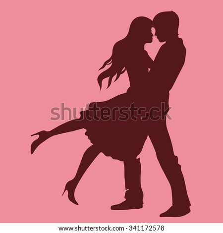 Couple In Love Silhouette Vector