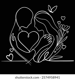  couple love silhouette. vector illustration.