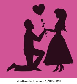 Couple in love silhouette vector illustration