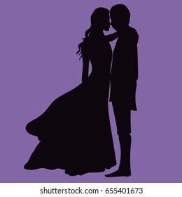 Couple in love silhouette vector illustration