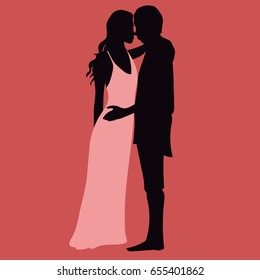 Couple in love silhouette vector illustration