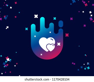 Couple Love simple icon. Two Hearts sign. Valentines day symbol. Cool banner with icon. Abstract shape with gradient. Vector