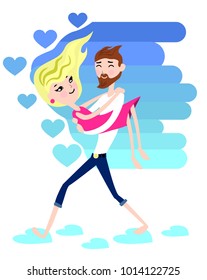 Couple in love with St. Valentine's Day. Lovely hipsters