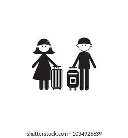 couple in love with suitcases icon. Illustration of family values icon. Premium quality graphic design. Signs and symbols icon for websites, web design, mobile app on white background