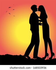 couple in love in the sunset