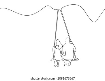 couple in love swinging together on a swing