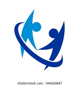 couple in love. swoosh person logo vector. team work.