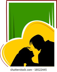  couple in a love symbol	