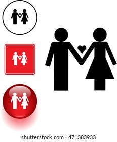 couple in love symbol sign and button