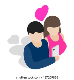 Couple in love taking selfie together icon