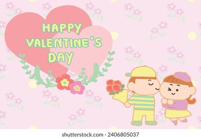 The Couple in love together cartoon style.