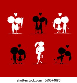 Couple in love together, valentine sketch for your design